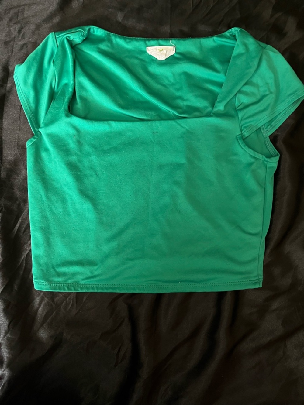 Vibrant Green Cropped Scoop Neck Top